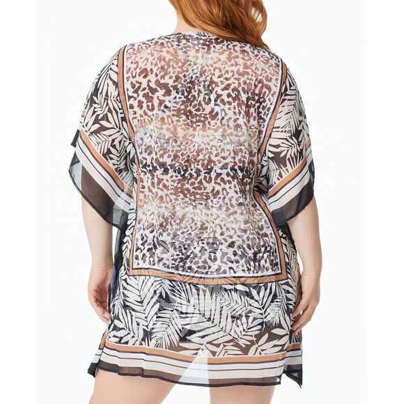 Bleu Rod Beattie RBUO2280 Women Sz L Black Animal Print Caftan Swim Cover Up $79 - Picture 8 of 8